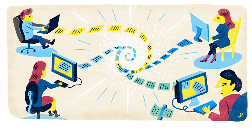 illustratie digitalisering papierwerk